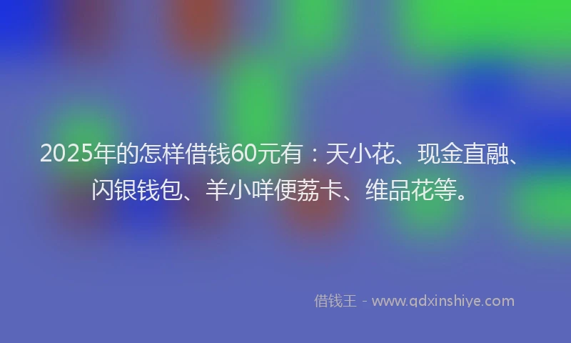 2025年的怎样借钱60元有：天小花、现金直融、闪银钱包、羊小咩便荔卡、维品花等。