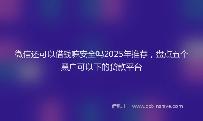 微信还可以借钱嘛安全吗2025年推荐，盘点五个黑户可以下的贷款平台