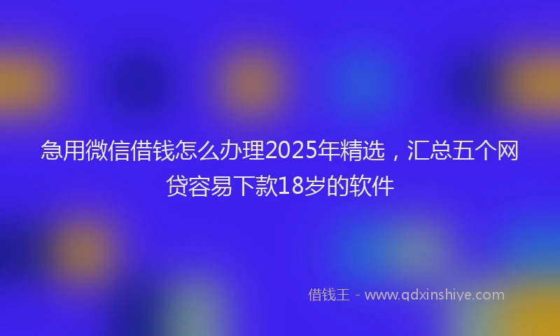 急用微信借钱怎么办理2025年精选，汇总五个网贷容易下款18岁的软件