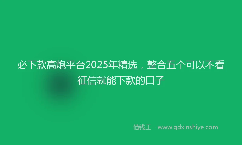 必下款高炮平台2025年精选，整合五个可以不看征信就能下款的口子