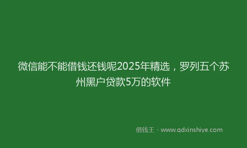 微信能不能借钱还钱呢2025年精选，罗列五个苏州黑户贷款5万的软件