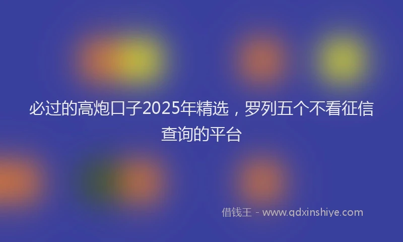 必过的高炮口子2025年精选，罗列五个不看征信查询的平台