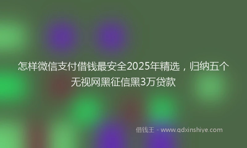 怎样微信支付借钱最安全2025年精选，归纳五个无视网黑征信黑3万贷款