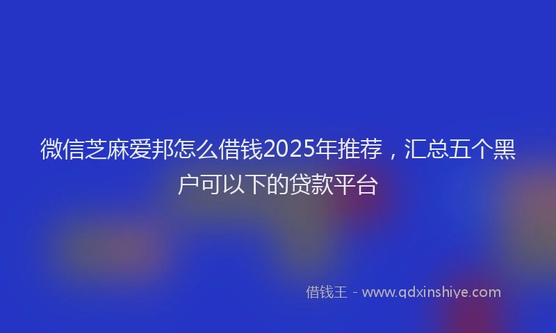 微信芝麻爱邦怎么借钱2025年推荐，汇总五个黑户可以下的贷款平台