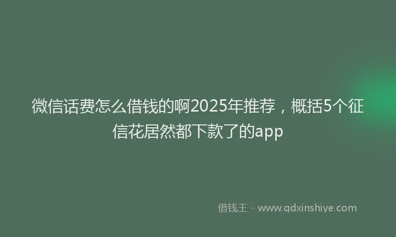 微信话费怎么借钱的啊2025年推荐，概括5个征信花居然都下款了的app