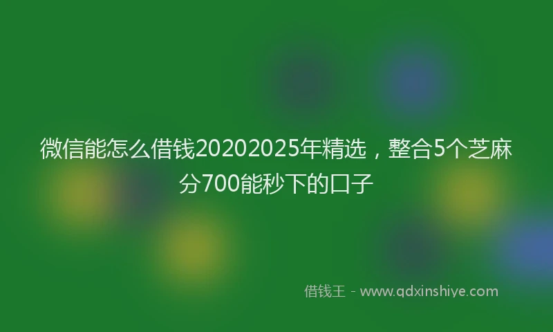 微信能怎么借钱20202025年精选，整合5个芝麻分700能秒下的口子