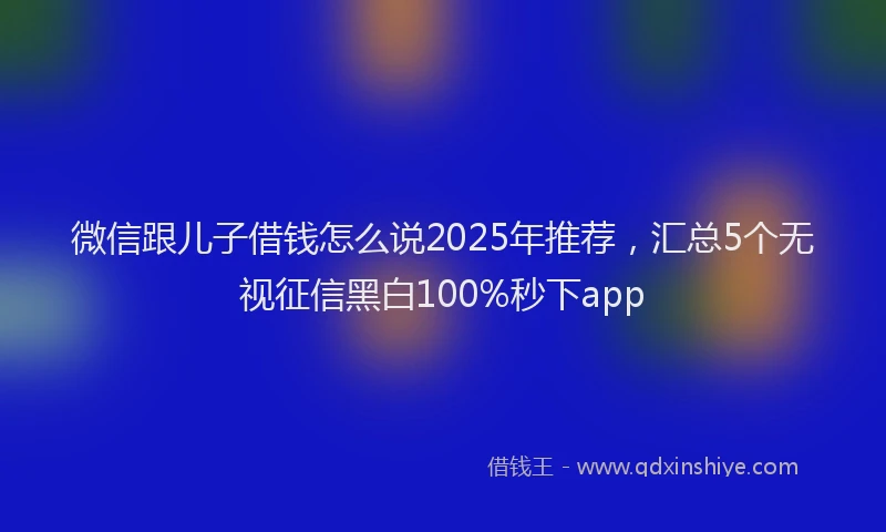 微信跟儿子借钱怎么说2025年推荐，汇总5个无视征信黑白100%秒下app