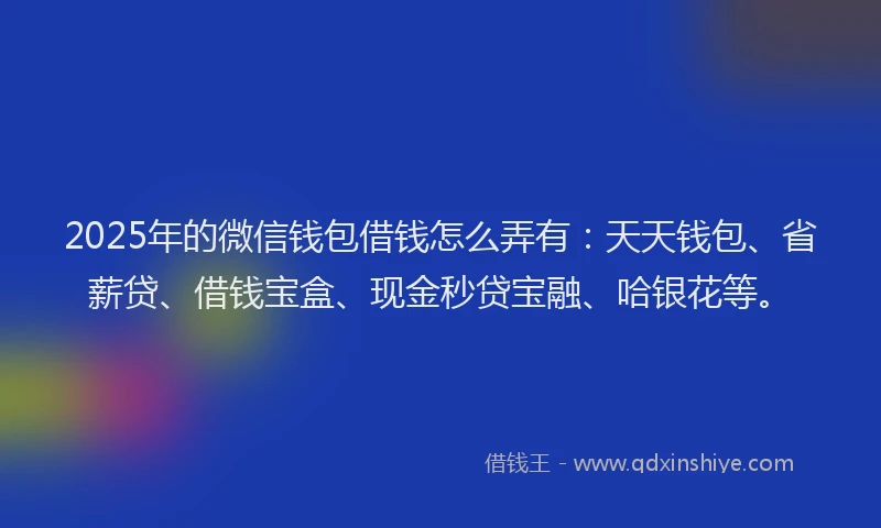 2025年的微信钱包借钱怎么弄有：天天钱包、省薪贷、借钱宝盒、现金秒贷宝融、哈银花等。