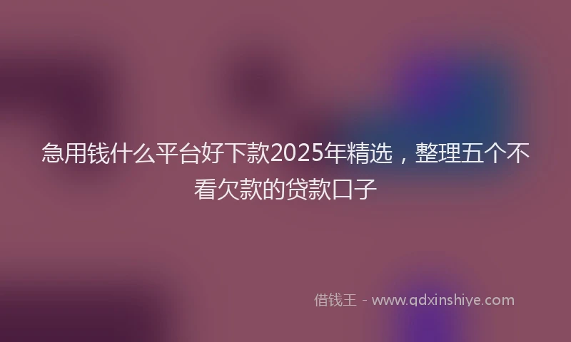 急用钱什么平台好下款2025年精选，整理五个不看欠款的贷款口子
