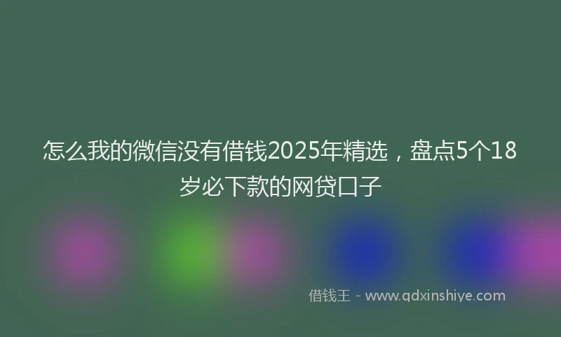 怎么我的微信没有借钱2025年精选，盘点5个18岁必下款的网贷口子