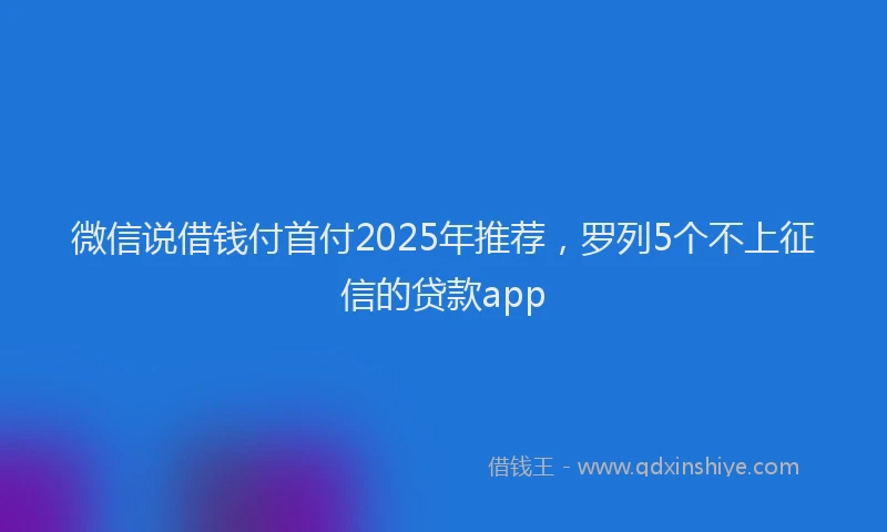 微信说借钱付首付2025年推荐，罗列5个不上征信的贷款app