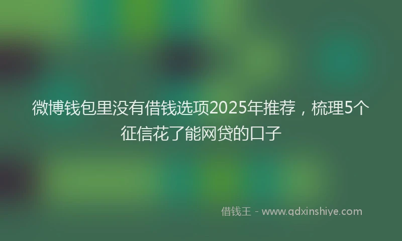 微博钱包里没有借钱选项2025年推荐，梳理5个征信花了能网贷的口子