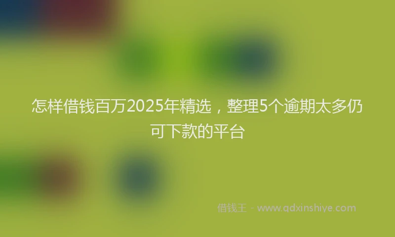 怎样借钱百万2025年精选，整理5个逾期太多仍可下款的平台