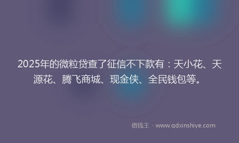 2025年的微粒贷查了征信不下款有：天小花、天源花、腾飞商城、现金侠、全民钱包等。