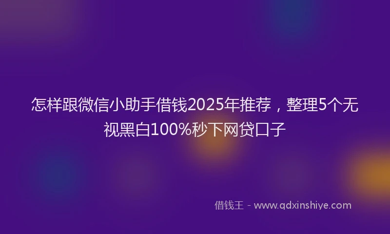 怎样跟微信小助手借钱2025年推荐，整理5个无视黑白100%秒下网贷口子