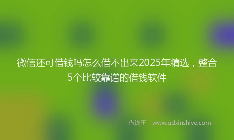 微信还可借钱吗怎么借不出来2025年精选，整合5个比较靠谱的借钱软件