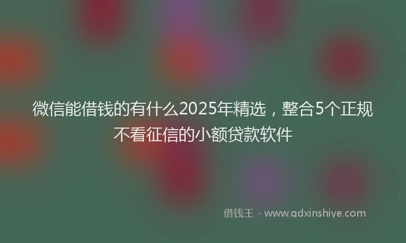 微信能借钱的有什么2025年精选，整合5个正规不看征信的小额贷款软件