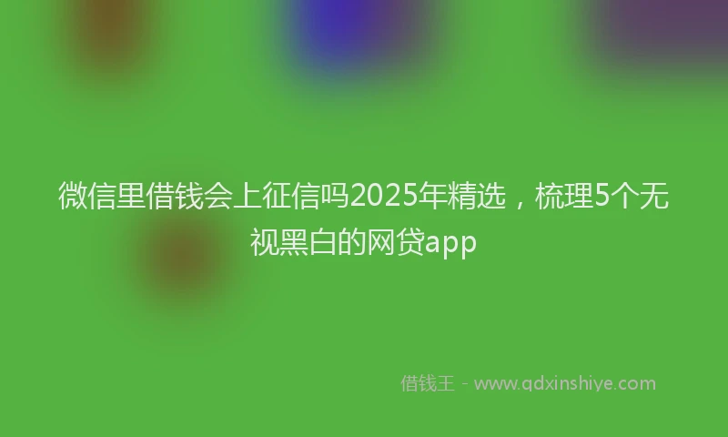 微信里借钱会上征信吗2025年精选，梳理5个无视黑白的网贷app