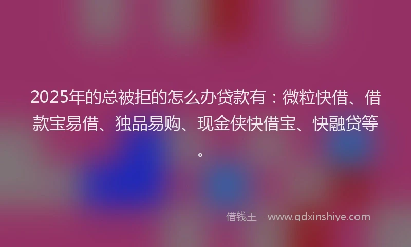 2025年的总被拒的怎么办贷款有：微粒快借、借款宝易借、独品易购、现金侠快借宝、快融贷等。