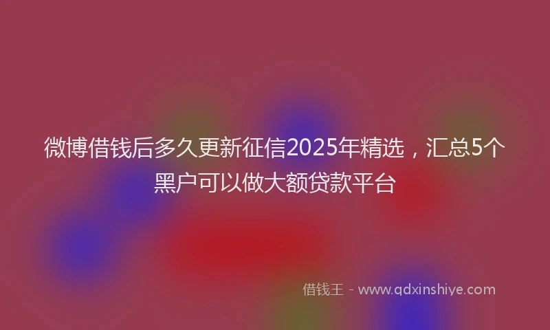微博借钱后多久更新征信2025年精选，汇总5个黑户可以做大额贷款平台