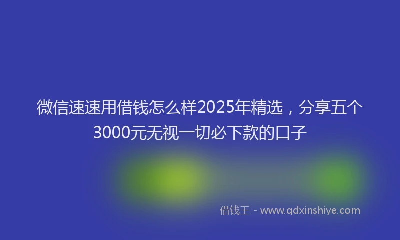 微信速速用借钱怎么样2025年精选，分享五个3000元无视一切必下款的口子