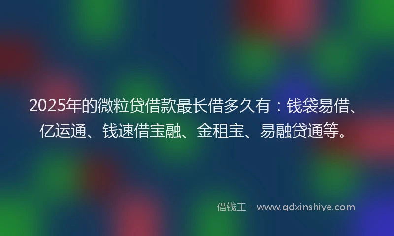 2025年的微粒贷借款最长借多久有：钱袋易借、亿运通、钱速借宝融、金租宝、易融贷通等。