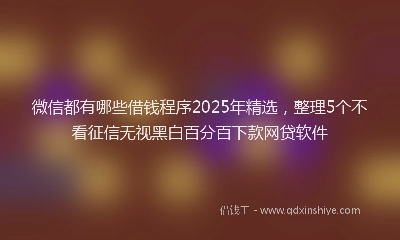 微信都有哪些借钱程序2025年精选，整理5个不看征信无视黑白百分百下款网贷软件
