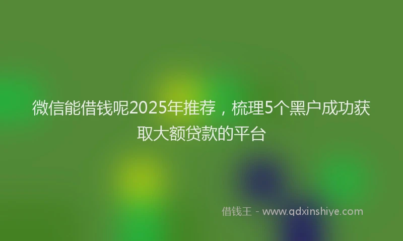 微信能借钱呢2025年推荐，梳理5个黑户成功获取大额贷款的平台