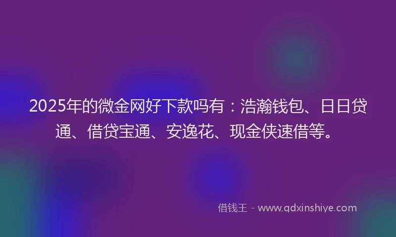 2025年的微金网好下款吗有：浩瀚钱包、日日贷通、借贷宝通、安逸花、现金侠速借等。