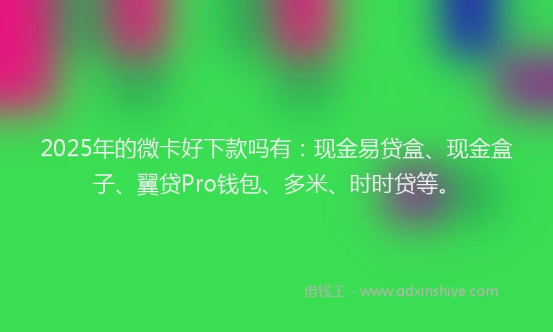 2025年的微卡好下款吗有：现金易贷盒、现金盒子、翼贷Pro钱包、多米、时时贷等。