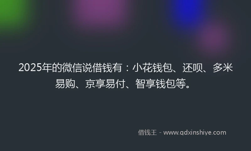 2025年的微信说借钱有：小花钱包、还呗、多米易购、京享易付、智享钱包等。