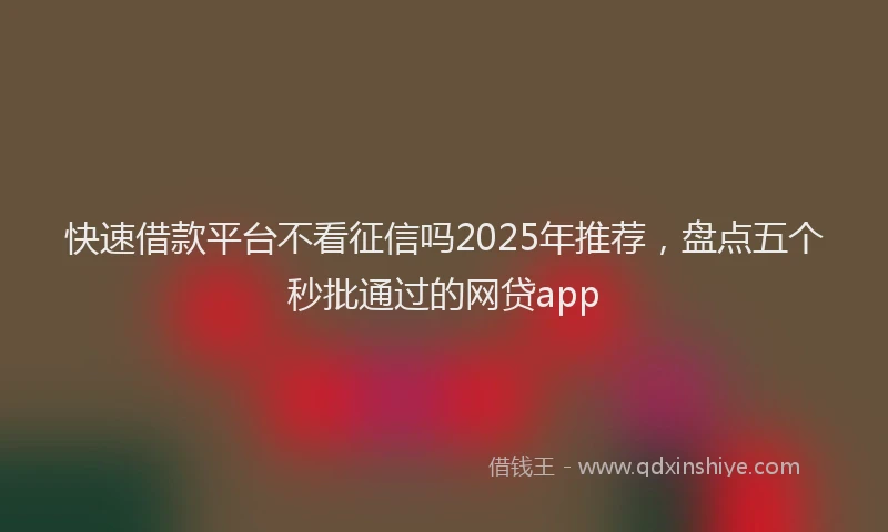 快速借款平台不看征信吗2025年推荐，盘点五个秒批通过的网贷app