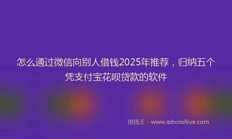 怎么通过微信向别人借钱2025年推荐，归纳五个凭支付宝花呗贷款的软件