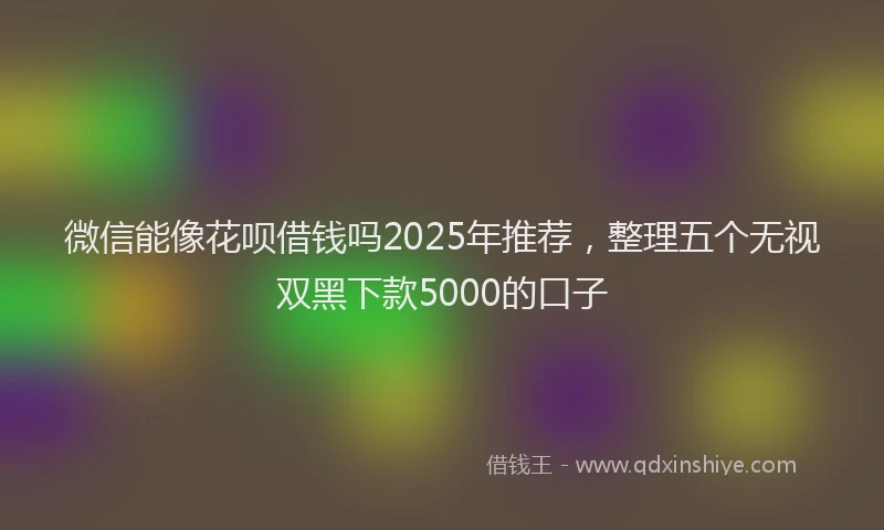 微信能像花呗借钱吗2025年推荐，整理五个无视双黑下款5000的口子