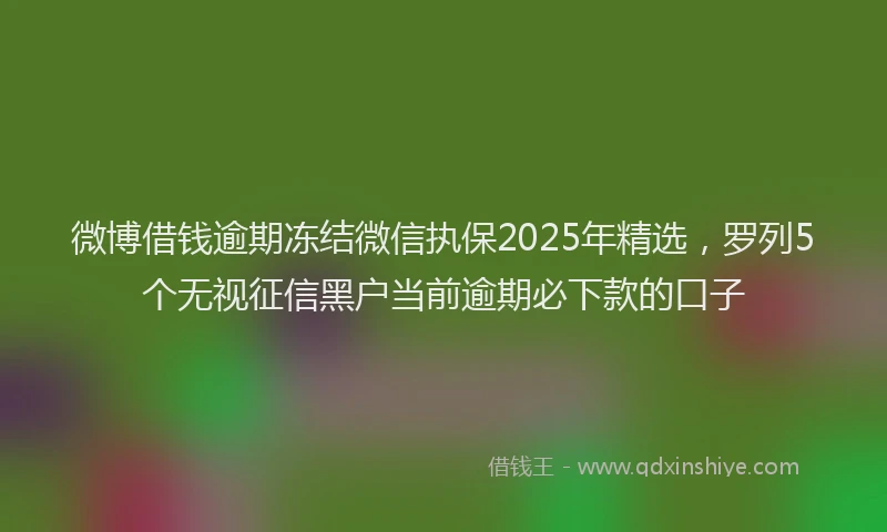 微博借钱逾期冻结微信执保2025年精选，罗列5个无视征信黑户当前逾期必下款的口子