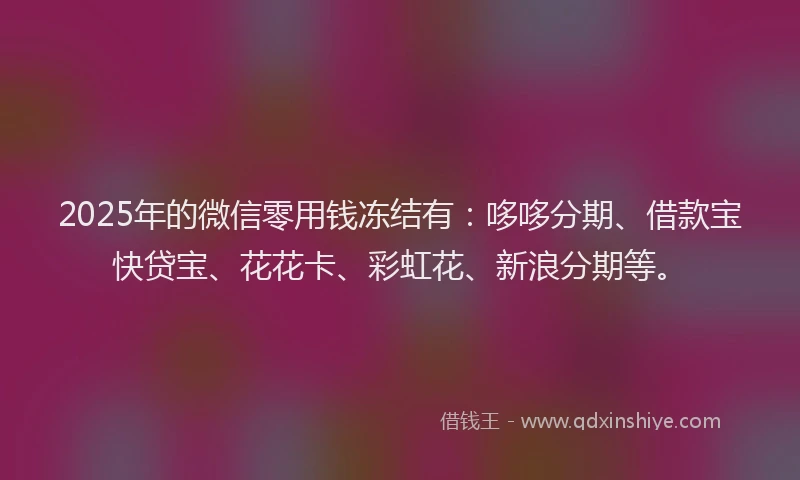 2025年的微信零用钱冻结有：哆哆分期、借款宝快贷宝、花花卡、彩虹花、新浪分期等。