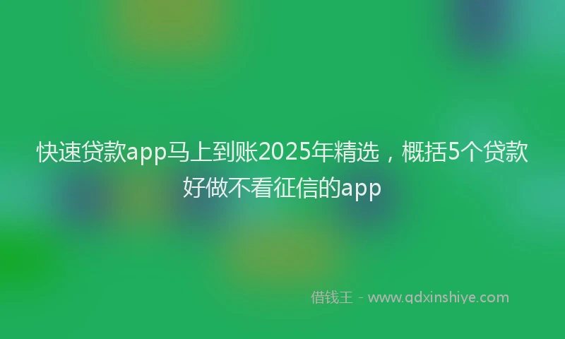 快速贷款app马上到账2025年精选，概括5个贷款好做不看征信的app