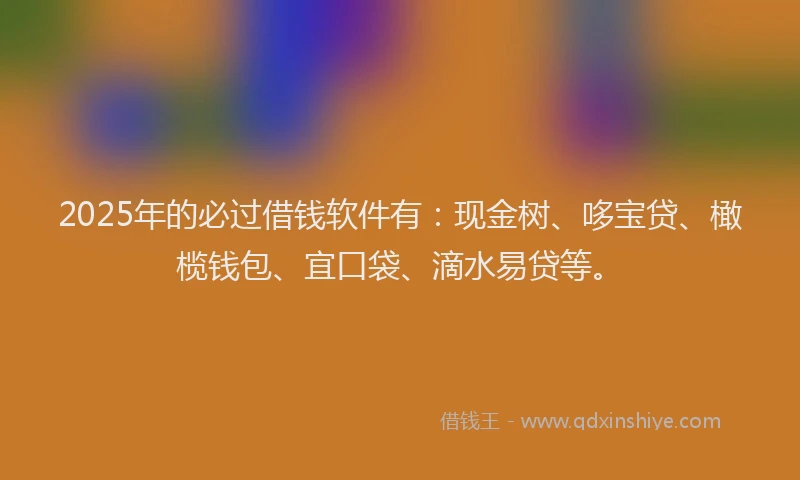 2025年的必过借钱软件有：现金树、哆宝贷、橄榄钱包、宜口袋、滴水易贷等。