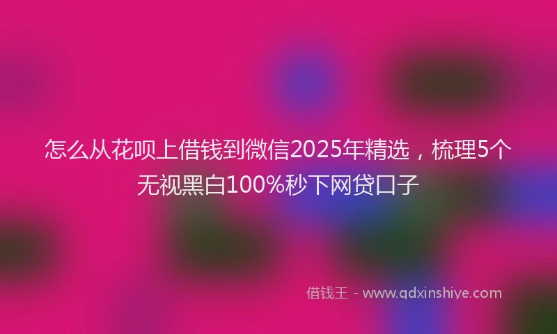 怎么从花呗上借钱到微信2025年精选，梳理5个无视黑白100%秒下网贷口子