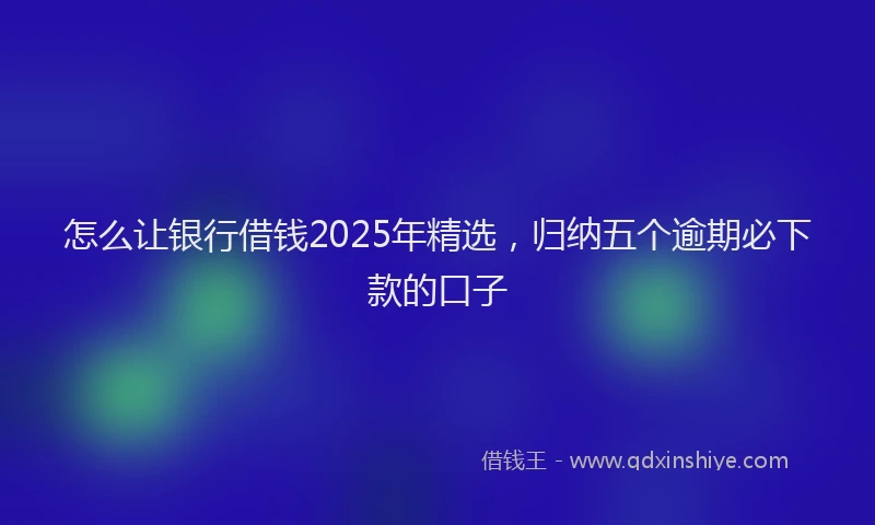 怎么让银行借钱2025年精选，归纳五个逾期必下款的口子
