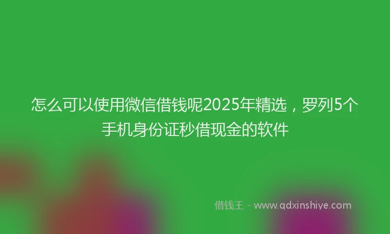 怎么可以使用微信借钱呢2025年精选，罗列5个手机身份证秒借现金的软件