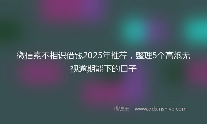 微信素不相识借钱2025年推荐，整理5个高炮无视逾期能下的口子