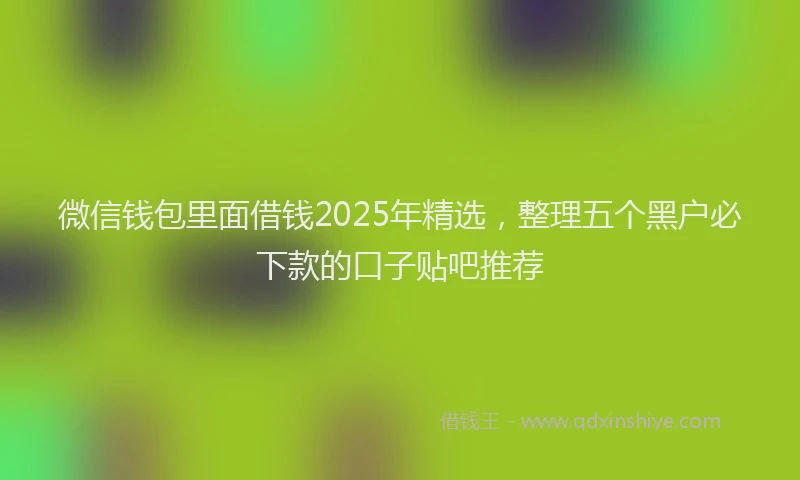 微信钱包里面借钱2025年精选，整理五个黑户必下款的口子贴吧推荐