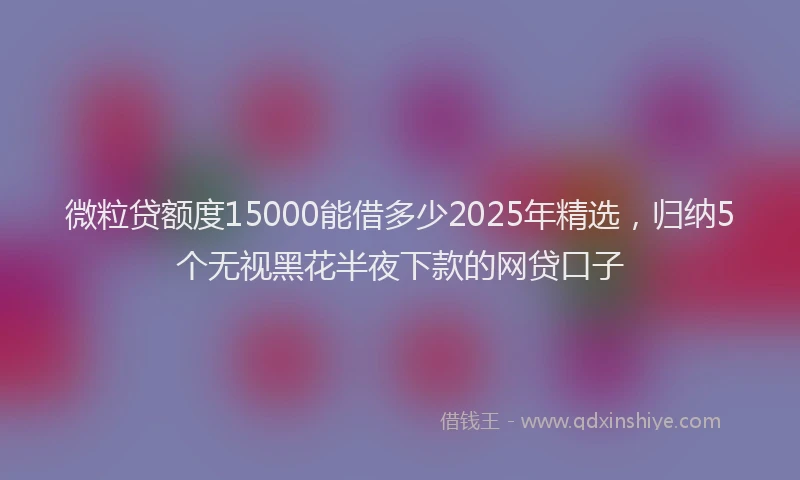 微粒贷额度15000能借多少2025年精选，归纳5个无视黑花半夜下款的网贷口子