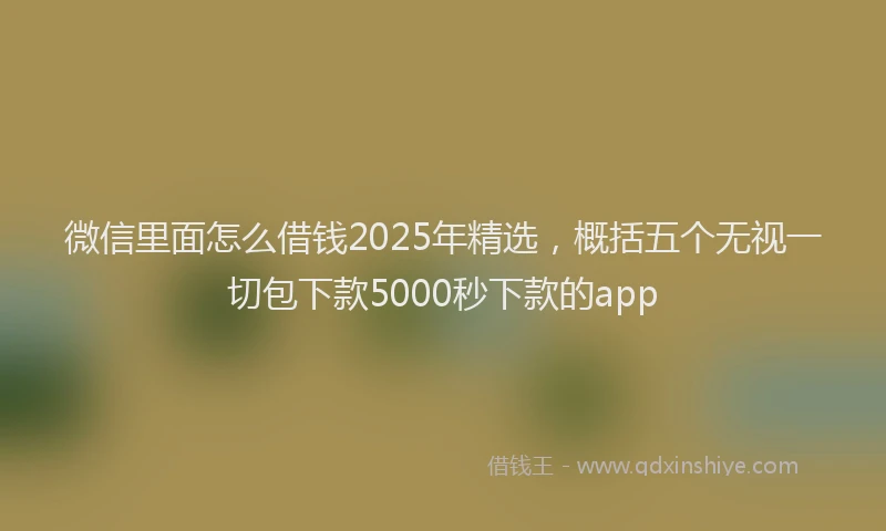 微信里面怎么借钱2025年精选，概括五个无视一切包下款5000秒下款的app