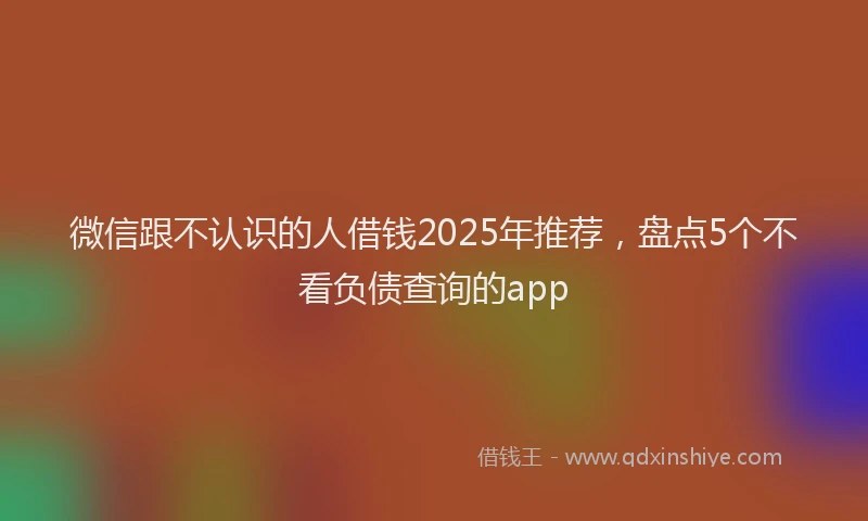 微信跟不认识的人借钱2025年推荐，盘点5个不看负债查询的app