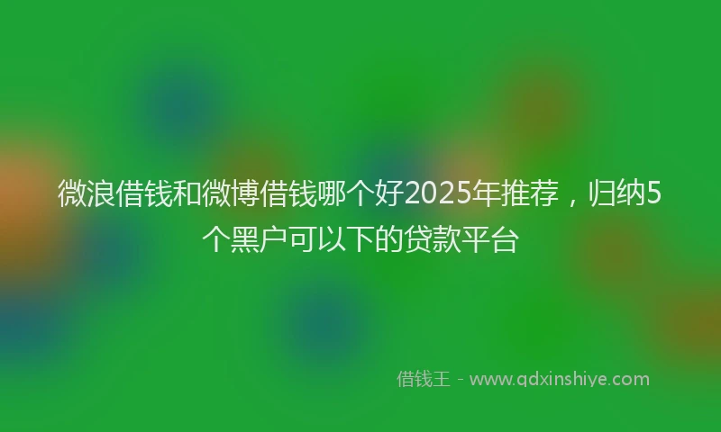 微浪借钱和微博借钱哪个好2025年推荐，归纳5个黑户可以下的贷款平台
