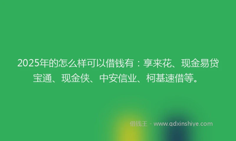 2025年的怎么样可以借钱有：享来花、现金易贷宝通、现金侠、中安信业、柯基速借等。