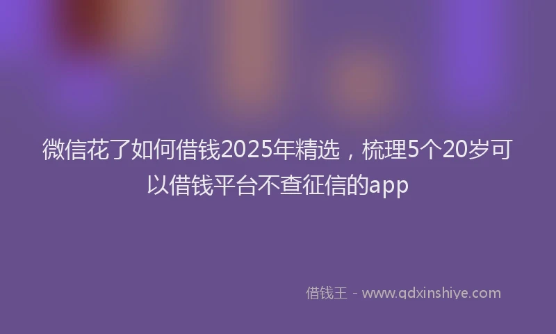 微信花了如何借钱2025年精选，梳理5个20岁可以借钱平台不查征信的app