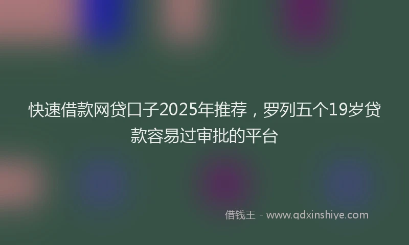 快速借款网贷口子2025年推荐，罗列五个19岁贷款容易过审批的平台
